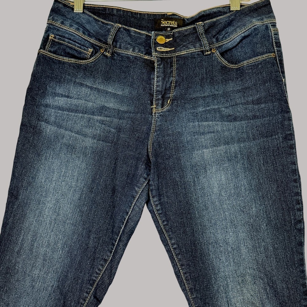 Secrets By David Vered Jeans Size 12 Women Dark Blue‎ Denim Raw Hem Academia Y2K